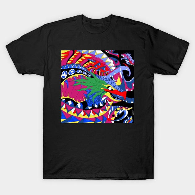the monster of the ocean in ecopop pattern T-Shirt by jorge_lebeau